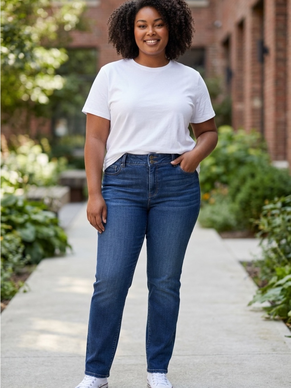 Lane Bryant Size 18 Dark Wash Straight Leg Jeans High Rise Stretch Plus